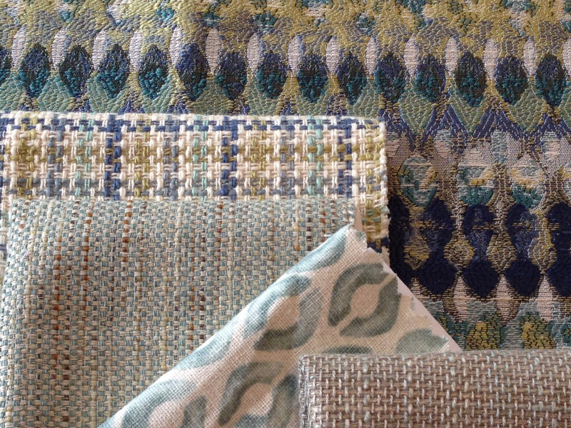 Aqua teal and blue woven fabrics